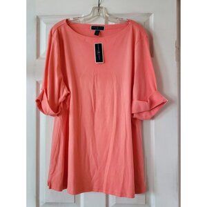 KAREN SCOTT WOMAN SHORT SLEEVE PEACH CORAL SHIRT SIZE 3X NWT